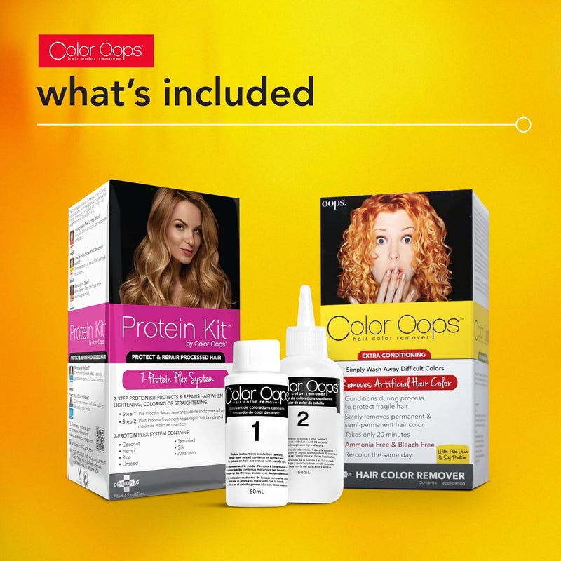 Color Oops Extra Conditioning Hair Color Remover and Protein Kit Bundle, Dye Remover Processes in 20 Minutes, Safely Removes Permanent & Semi-Permanent Dye, Protect & Repair Hair - Image 2